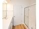 Bathroom featuring a single sink vanity and walk-in shower at 14849 Santa Lucia Dr, Charlotte, NC 28277