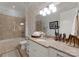 Elegant bathroom with a granite countertop, modern fixtures, and a tiled shower at 2823 Providence Rd # 143, Charlotte, NC 28211