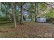 Large backyard featuring mature trees and foliage with a shed at 319 Chestnut St, Rock Hill, SC 29730