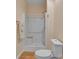 White bathroom with shower and white toilet at 319 Chestnut St, Rock Hill, SC 29730