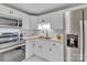 Close up on modern kitchen featuring stainless appliances, sink, and white cabinets at 319 Chestnut St, Rock Hill, SC 29730
