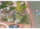 Aerial view of lakefront property featuring a dock and shoreline, with the property lines highlighted at 477 Big Indian Loop, Mooresville, NC 28117