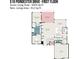 First floor plan of a residential property, showcasing a living room, dining area, kitchen, bedrooms, and bathrooms at 510 Poindexter Dr, Charlotte, NC 28209