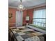 Bedroom showing a decorative chandelier and a patterned quilt at 526 Arlington Ave, Albemarle, NC 28001