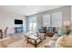 Open-concept living area with a comfortable sofa, chairs, television, and access to the patio at 6427 Mallow Crossing Ln, Charlotte, NC 28213