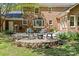 Backyard brick patio with fire pit and plenty of seating area at 9607 Stoney Hill Ln, Charlotte, NC 28277