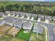 Aerial view of multiple homes in neighborhood surrounded by trees with well manicured lawns at 1018 Hinson Forest Rd, Monroe, NC 28110