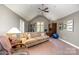 Bonus room with vaulted ceiling, plush carpet, ceiling fan and ample natural light at 1116 Landons Ct, China Grove, NC 28023