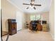 The bedroom provides a ceiling fan, a closet, and a large window for natural light at 1756 Martin Rd, Kings Mountain, NC 28086