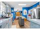 Bright kitchen features gray cabinets, stainless steel appliances and wood flooring at 1756 Martin Rd, Kings Mountain, NC 28086