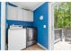 Convenient laundry room boasts modern washer/dryer, storage cabinets, and access to the outdoor deck at 1756 Martin Rd, Kings Mountain, NC 28086