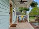 Inviting covered front porch with comfortable seating and decorative hanging plants at 1801 Wilmore Dr, Charlotte, NC 28203