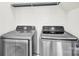 Modern laundry room features front-load Samsung washer and dryer with storage shelf at 1828 Aston Mill Pl, Charlotte, NC 28273