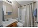 Neutral bathroom featuring a tub and shower combo, classic fixtures, and clean, bright decor at 214 Creek View Rd, Mooresville, NC 28117