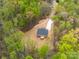 An aerial view displays the new home, surrounded by tall trees and a long driveway at 297 Barr Link Rd, Mount Pleasant, NC 28124