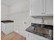 Well-equipped laundry room features sleek sink, black countertops, and practical storage solutions at 297 Barr Link Rd, Mount Pleasant, NC 28124