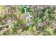 Aerial view of a home with a pool surrounded by trees and lush landscaping at 3207 Oak Ridge Cir, Lincolnton, NC 28092
