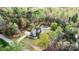 Stunning aerial view of a house surrounded by mature trees with a private pool and long driveway at 3207 Oak Ridge Cir, Lincolnton, NC 28092