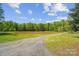 Scenic view of a tranquil pond surrounded by trees and a winding driveway at 4205 Cahnnas Way, Waxhaw, NC 28173