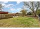 Expansive backyard with lush green grass, mature trees, and a charming wooden fence, perfect for outdoor activities at 424 Mirror Lake Rd, Salisbury, NC 28146