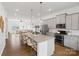Open concept kitchen with an oversized granite island, stainless appliances, and eat-in seating at 9914 Ainslie Downs St, Charlotte, NC 28273