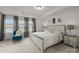 Well-lit bedroom with a large window, a cozy chair, and an accent wall with decor at 1245 Pebble Grove Dr, Clover, SC 29710