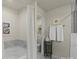 Bright bathroom featuring a shower/tub combo, decorative vanity, and modern fixtures at 1354 Galloway Rd, Charlotte, NC 28262