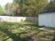 Spacious backyard with a storage shed and a wood privacy fence at 158 Margaret Turner Rd, Charlotte, NC 28216