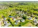 Panoramic aerial view showcasing a vibrant neighborhood surrounded by verdant landscapes and elegant homes with pools at 2004 Ptarmigan Ct, Waxhaw, NC 28173