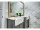 Stylish bathroom featuring double sinks, modern fixtures, and elegant marble-patterned tile at 2808 Park Ridge Blvd, Rock Hill, SC 29732