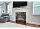 Close up of fireplace with flat screen TV, neutral walls and carpet at 2808 Park Ridge Blvd, Rock Hill, SC 29732