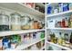 Organized pantry with white shelving, filled with a variety of canned goods and dry ingredients at 2808 Park Ridge Blvd, Rock Hill, SC 29732
