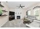 Cozy living room with fireplace, TV, ceiling fan, and comfortable seating area at 4086 Buckingham Dr, Fort Mill, SC 29707