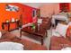 Well-decorated living room with plush seating, a fireplace, and bright, colorful walls at 5127 Fernhill Dr, Charlotte, NC 28217