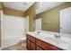 Bathroom featuring double sinks, bathtub and shower combo, providing a functional layout at 5713 Falkirk Ln, Matthews, NC 28104