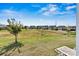View from backyard of house showing gently sloping well maintained lawn with young shade tree at 8718 Festival Way, Charlotte, NC 28215