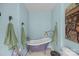 Charming bathroom featuring a clawfoot tub, elegant fixtures, and soothing colors at 10308 Garrett Grigg Rd, Charlotte, NC 28262