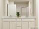 Clean bathroom with double sinks, modern fixtures, and a stylish plant centerpiece at 1202 Blackburn Cir, Edgemoor, SC 29712