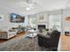 Cozy living room featuring a fireplace, hardwood floors, and natural light at 15643 Canmore St, Charlotte, NC 28277