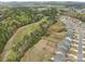 Picturesque aerial view of a neighborhood bordering a wooded area, offering a blend of nature and community living at 224 Old Harbor Dr, Mount Gilead, NC 27306
