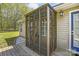 Backyard screened-in catio offers outdoor enjoyment for feline friends on a wood deck at 239 Bradford Glyn Dr, Mooresville, NC 28115