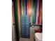 Colorful bathroom featuring lockers and vibrant wall stripes at 291 Love Valley Rd, Statesville, NC 28625