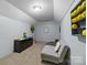 Carpeted flex space with unique ceiling and storage at 405 Downing Dr, Kings Mountain, NC 28086