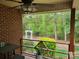 Relaxing back porch with a ceiling fan overlooking a beautiful backyard and garden at 481 Patriot Ne Ct, Concord, NC 28025