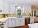 Bright kitchen features white cabinets, stainless steel appliances, and a window overlooking the outdoors at 5043 Hickory Lake Ln, Matthews, NC 28105