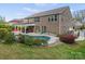 Expansive brick home with a pool, covered patio, and mature landscaping at 8618 Whitehawk Hill Rd, Waxhaw, NC 28173