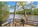 Scenic lake view from a wooden dock with mature trees and a serene waterfront atmosphere at 902 Cornelius Rd, Mooresville, NC 28117