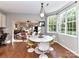 Sunlit breakfast nook with modern table and chairs, flowing into the living area at 9427 Bethesda Ct, Matthews, NC 28104