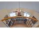 Open-concept living room viewed from above with vaulted ceilings and a large ceiling fan at 104 Hallmark Xing, Rock Hill, SC 29732