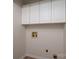 Bright laundry room area with neutral walls and cabinets ready for appliances at 1663 Smyre Farm Rd # 5, Newton, NC 28658